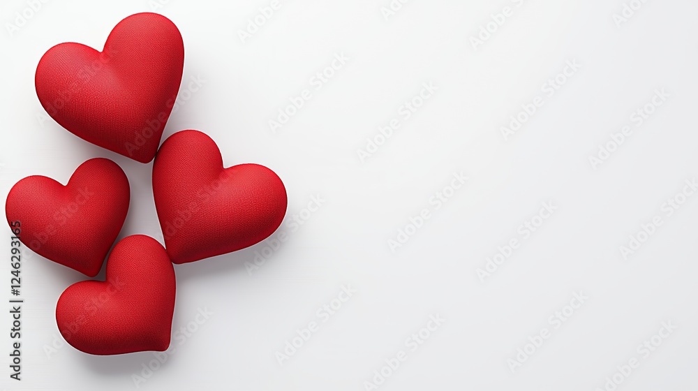 Red Pixelated Hearts on White Background Red Pixelated Hearts on White Background