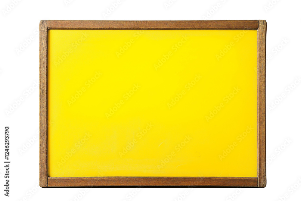 yellow sign on wooden frame board isolated on transparent background Remove png, Clipping Path, pen tool yellow sign on wooden frame board isolated on transparent background Remove png, Clipping Path, pen tool
