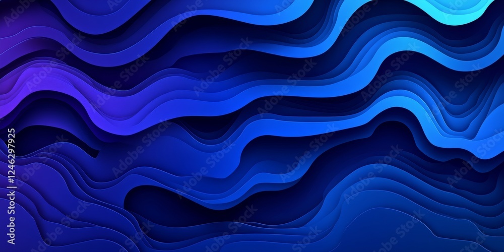 Fototapeta premium Abstract Background With Flowing Blue Shapes And Gradient, Depth, Bright Light, And Clean Lines