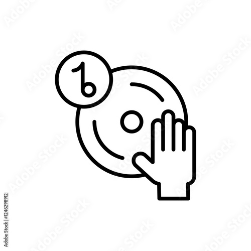 Disc jockey outline icons, minimalist vector illustration ,simple transparent graphic element .Isolated on white background