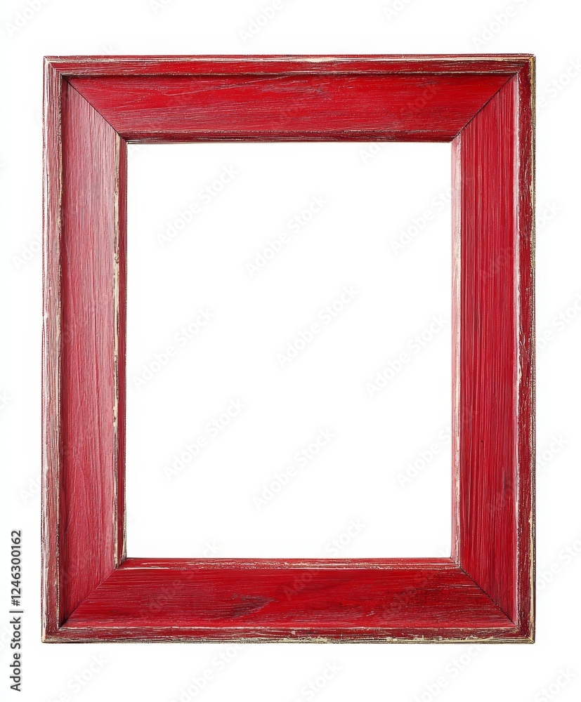 Red wooden frame, studio shot, blank, isolated, rustic Red wooden frame, studio shot, blank, isolated, rustic