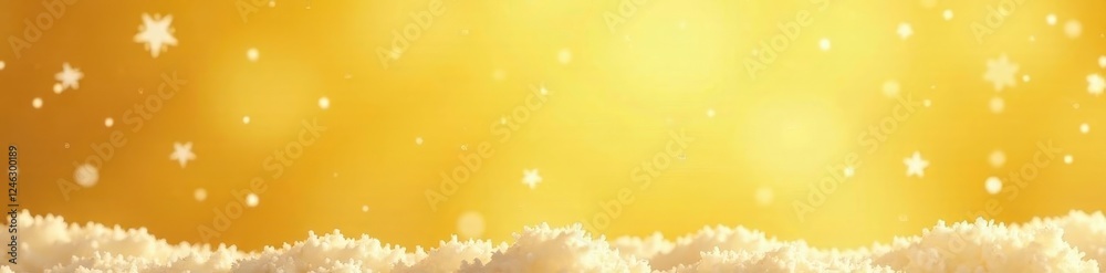 Snowflakes fall gently on a yellow background with soft glow effect, peaceful winter scene, calm mood, Snowflakes fall gently on a yellow background with soft glow effect, peaceful winter scene, calm mood,