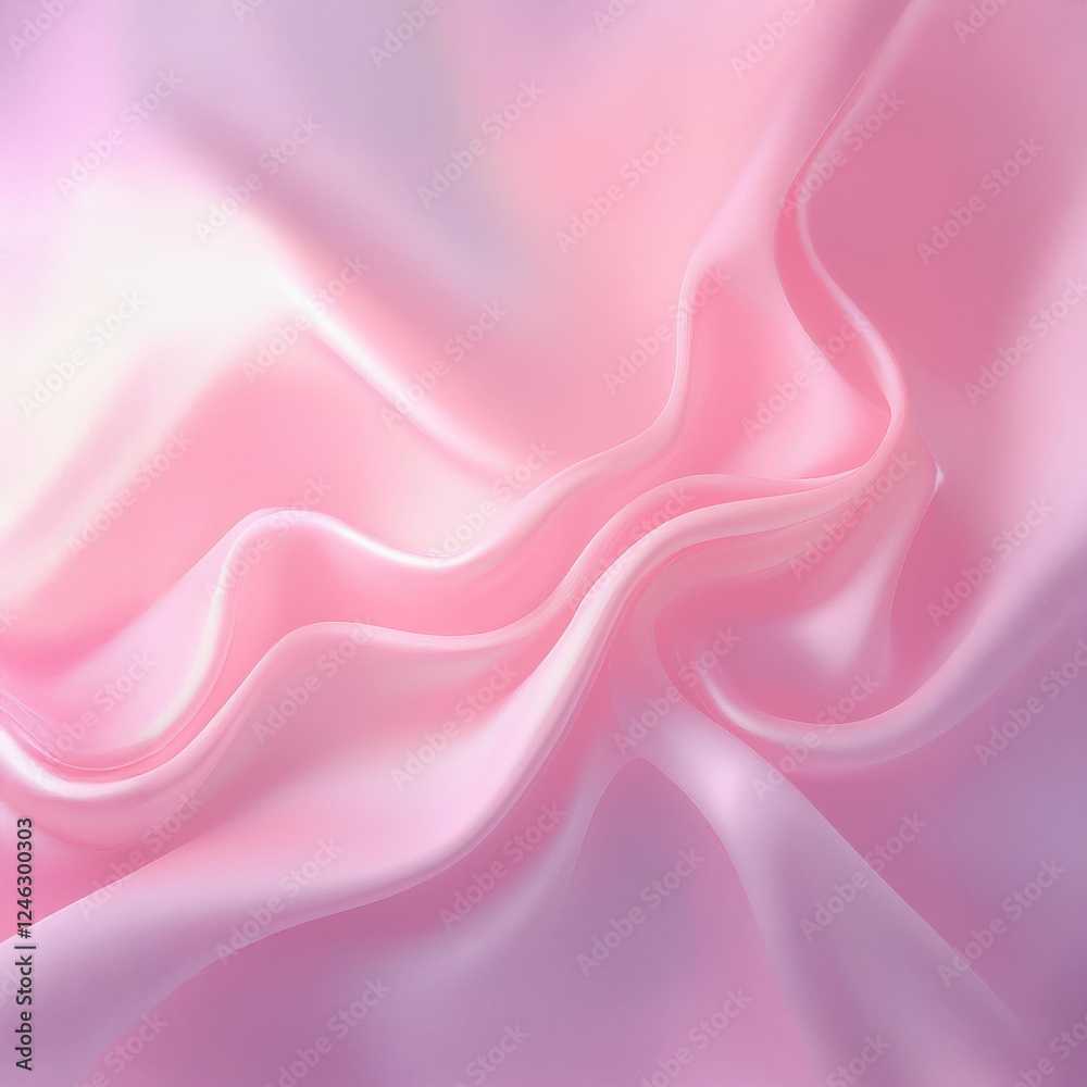 Fototapeta premium Subtle Soft Pastel Pink Color Mixed Colour Pleated Wrinkle Silk Fabric Cosmetics Cosmetic Products Makeup Fashion Texture 3D Background Screen