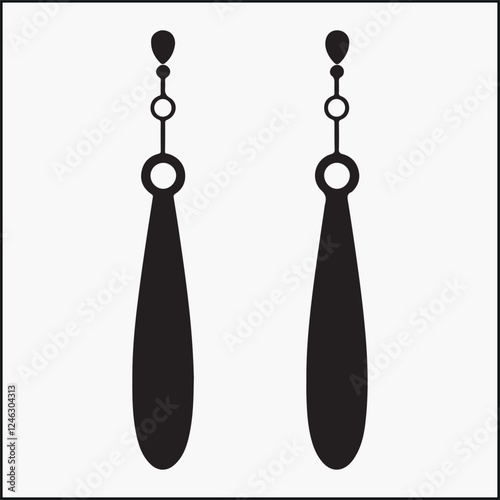 Black earrings jewelry silhouette vector
