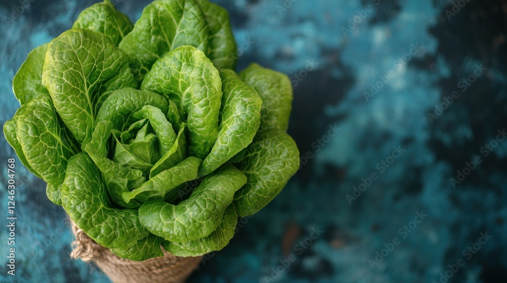 Fototapeta premium Fresh green lettuce in burlap.