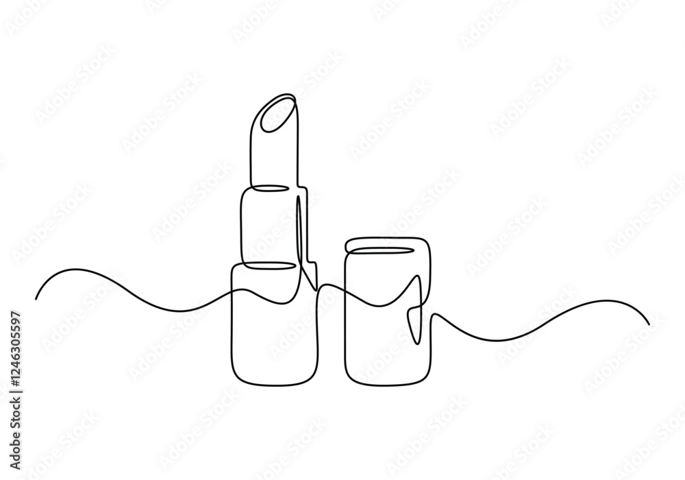 Obraz premium Continuous one line drawing of lipstick cosmetic vector illustration