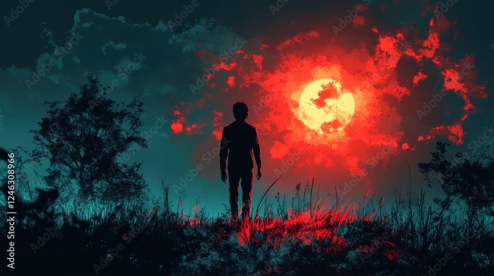 Fototapeta premium resurrection man walking vector illustration