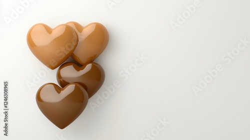 Three Glossy Hearts on Textured Background