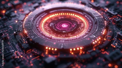 Wallpaper Mural Futuristic circular tech device with glowing core. Torontodigital.ca