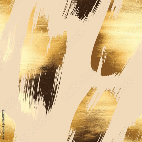 Gold Abstract Background with Brush Strokes, Metallic Texture, Luxury Golden Art, Shimmering Elegant Design, Modern Digital Pattern Illustration	