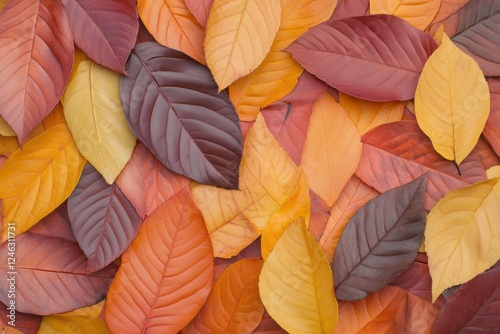 Wallpaper Mural Autumn Background With Colored red leaves. Fall backdrop border made with red leaves. Wide banner template with copy space for text. Top view. Autumn composition. Thanksgiving day flat lay. Full frame Torontodigital.ca