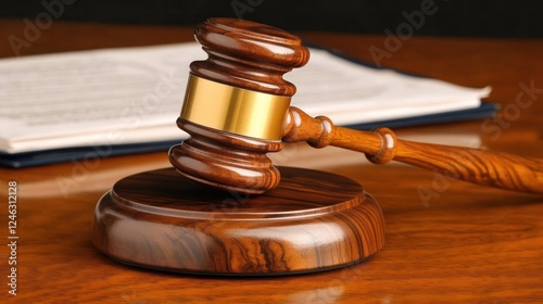 A gavel placed on a wooden desk surrounded by legal papers, signifying the evolving nature of law and policy changes.