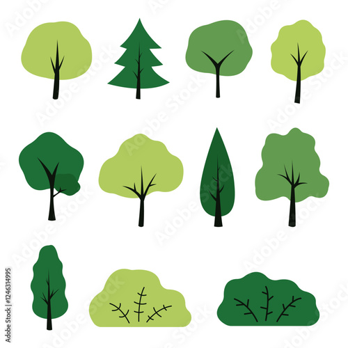 Collection of trees. tree set isolated on white background. vector illustration