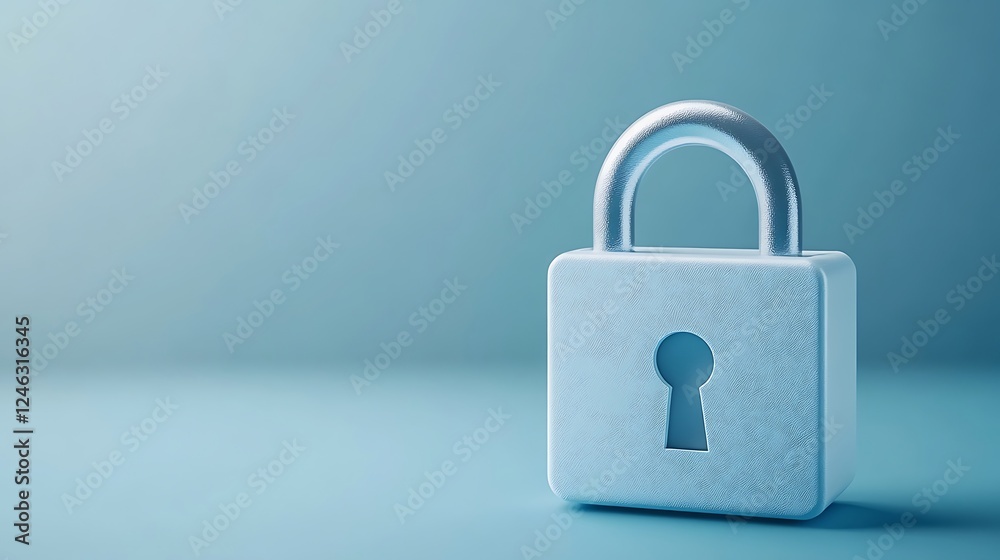 Secure and Stylish Lock on a Calm Blue Background for Conceptual Protection and Safety Themes
