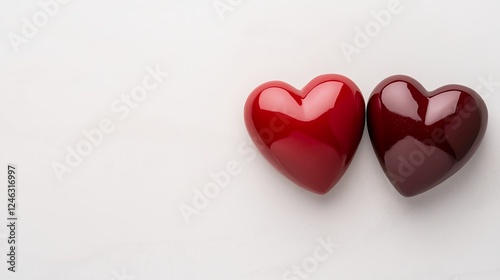 Two Glossy Hearts on White Background