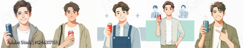 male character vector drinking bottled beverage