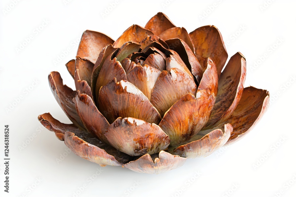 Close up studio shot of a fresh artichoke flower head on a white background healthy food concept Close up studio shot of a fresh artichoke flower head on a white background healthy food concept