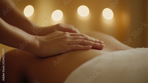 Wallpaper Mural Skilled hands performing therapeutic back massage within tranquil spa setting, soft lighting highlighting professional wellness treatment Torontodigital.ca