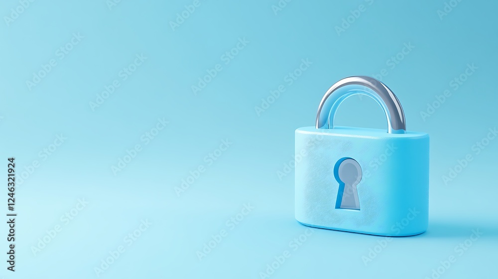 Stylish Blue Padlock with Keyhole on Soft Blue Background for Security and Protection Concepts Stylish Blue Padlock with Keyhole on Soft Blue Background for Security and Protection Concepts