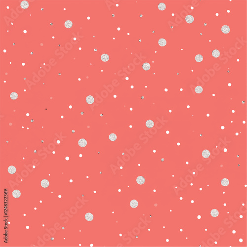 Silver Glitter Polka Dots on Coral Background – Seamless Elegant Pattern for Wrapping Paper, Party Decor, Holiday Crafts, Wedding Design, Gift Wrapping, and Festive Celebrations	