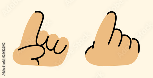 Illustration of One Finger Up Gesture, Sports Fan FingerIcon in a Minimalist and Casual Art Style, 2 Simple Cartoon Vector Designs