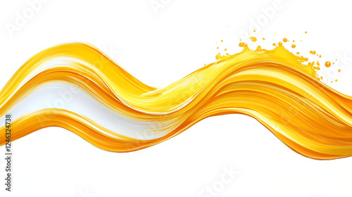 Bright yellow paint stroke on a white canvas creating a vivid, artistic expression,A brush glides across a white canvas. Orange, yellow and red gradient paint stroke. Abstract background