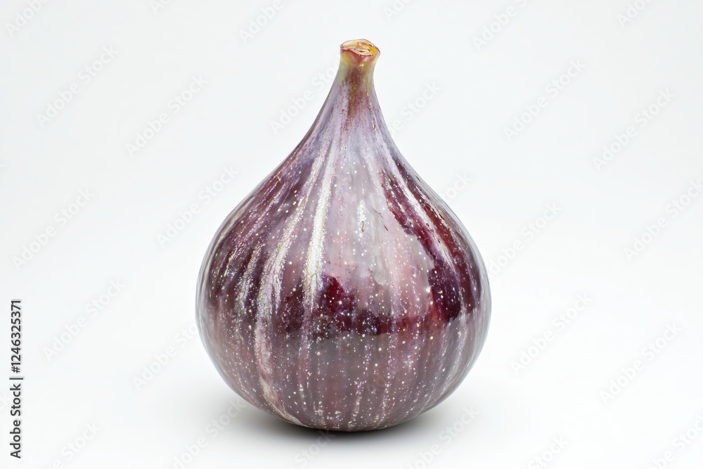 Obraz premium Single fresh ripe fig on white clean background studio shot healthy delicious fruit