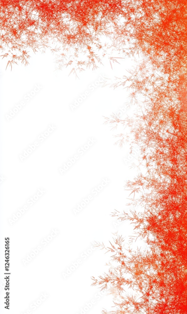 Red abstract floral border on white background, ideal for invitations or presentations Red abstract floral border on white background, ideal for invitations or presentations