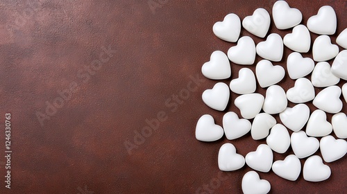White Hearts on Brown Speckled Background
