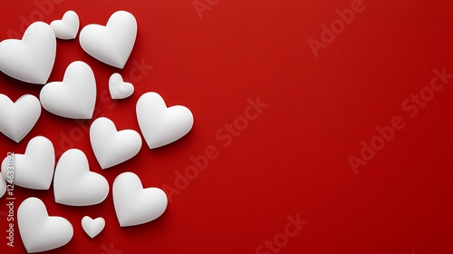White Hearts on Red Background Romantic Valentine's Day Design