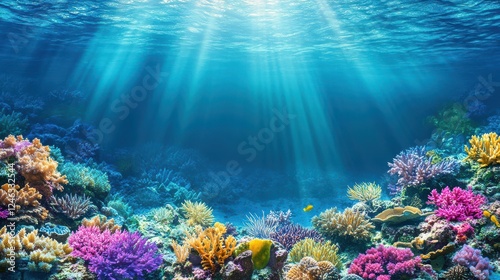 Wallpaper Mural Vibrant Underwater Coral Reef with Sunlight and Colorful Fish Torontodigital.ca