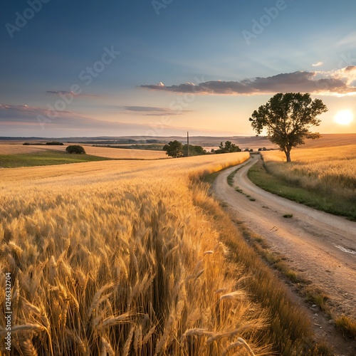 Kansas Wheat Fields at Sunset