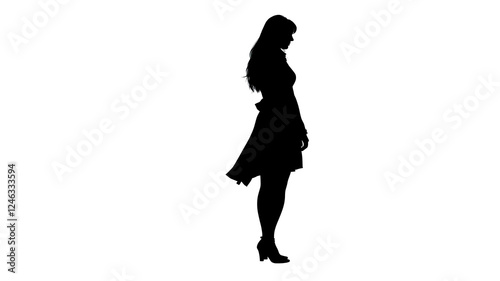 Silhouette of one woman isolated on white background. generative AI