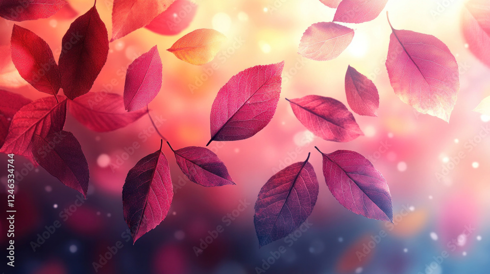 Seasonal backgrounds of falling autumn leaves gently overlaying a gradient background Seasonal backgrounds of falling autumn leaves gently overlaying a gradient background