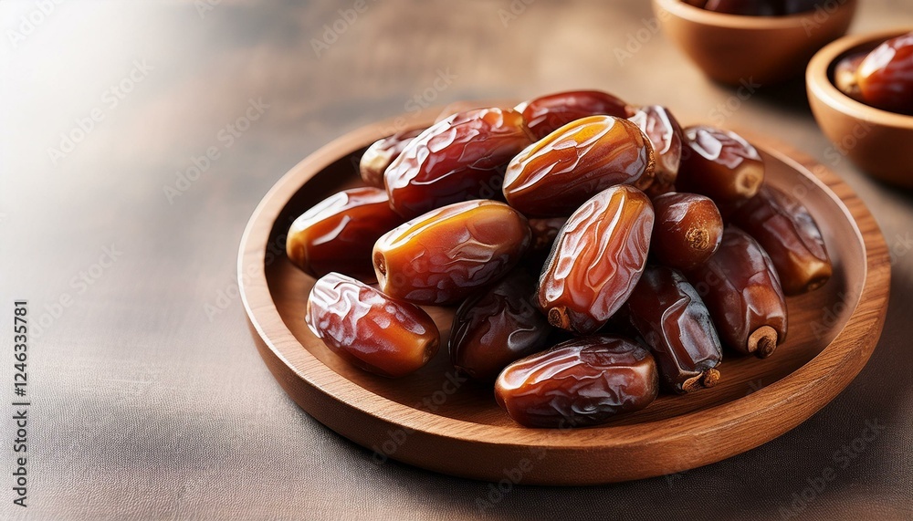 ramadan dates palm fruit on a wooden plate ramadan dates palm fruit on a wooden plate
