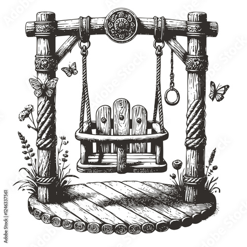 old wooden swing