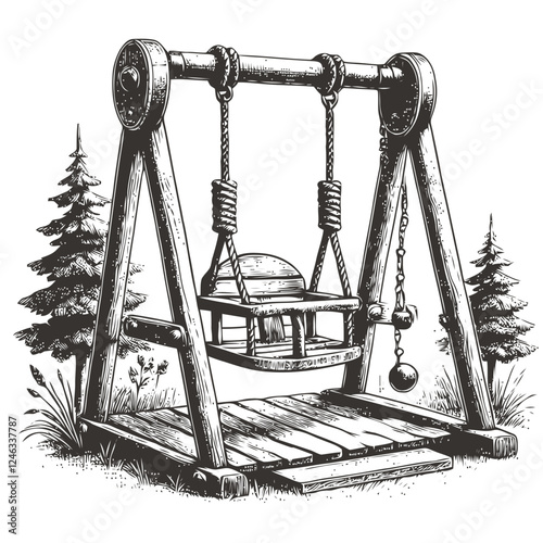 old wooden swing