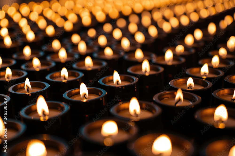 Modular Mesmerizing Rows of Glowing Candle Flames in a Dark Ambiance Capturing Warmth Spirituality and Tranquility in a Stunning Digital Photograph Perfect for Meditation Modular Mesmerizing Rows of Glowing Candle Flames in a Dark Ambiance Capturing Warmth Spirituality and Tranquility in a Stunning Digital Photograph Perfect for Meditation