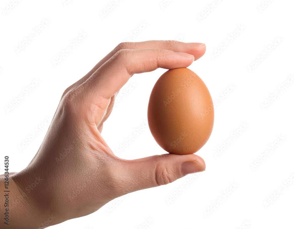 woman is holding a brown chicken egg woman is holding a brown chicken egg