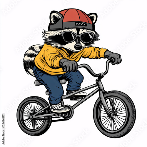 Cool Raccoon Riding a BMX Bike photo