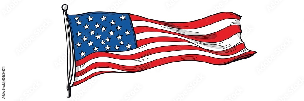 Obraz premium American Spirit Soars: A Majestic Flag in the Breeze