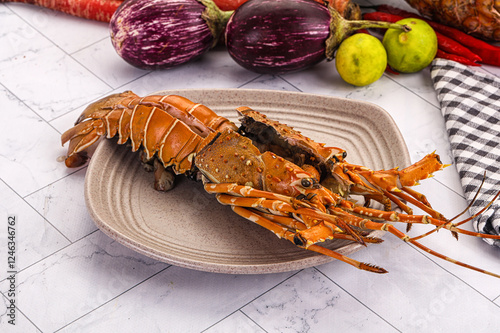 Luxury expensive boiled spiny lobster