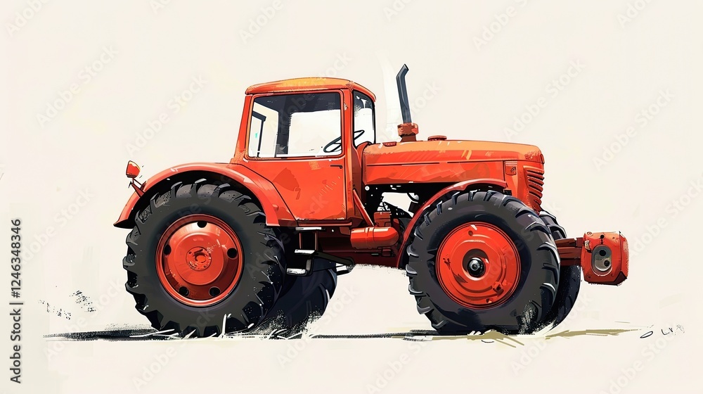 Obraz premium A cartoon tractor, vector illustration style