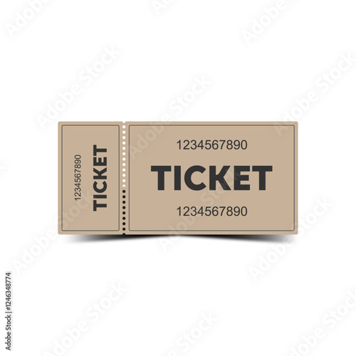 The image shows an elegant ticket in a soft beige color. It is divided into two parts with neat perforations, and its large numbers create an impression of importance. The minimalist design gives it a