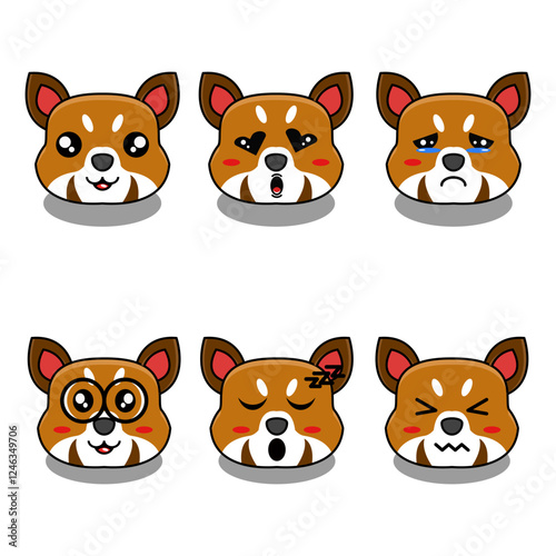 cute vector illustration of mascot raccon animal bundle with various facial expressions