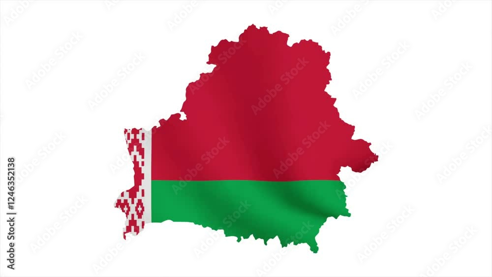 The Flag of BELARUS Waves Within Its Map with Beautiful Animation The Flag of BELARUS Waves Within Its Map with Beautiful Animation
