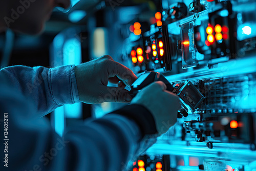 Modern scientific lab with advanced microwave emitter devices, set against technological backdrop, advanced research High-tech equipment