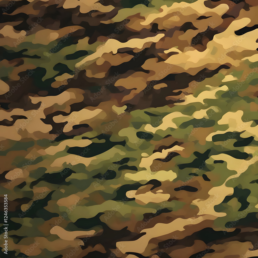 Fototapeta premium camouflage, blurred background, khaki brown, protective pattern, modern design for uniform