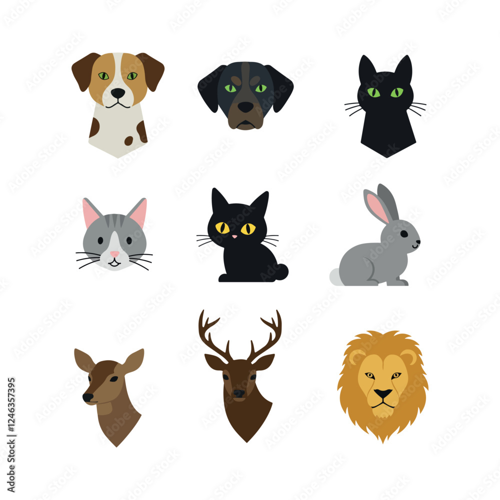 Fototapeta premium cute animals icons collection set vector design illustrations