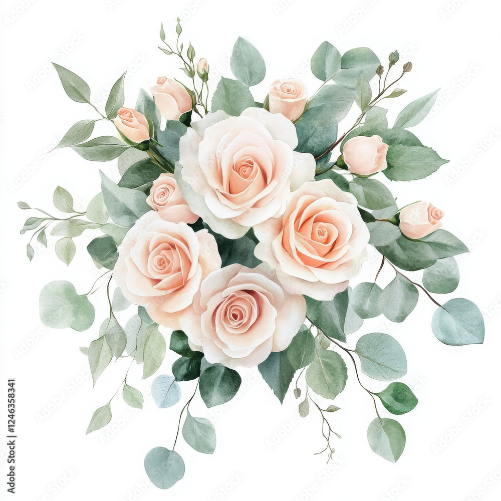 Beautiful peach roses arrangement, expressing soft elegance and delicate grace Beautiful peach roses arrangement, expressing soft elegance and delicate grace
